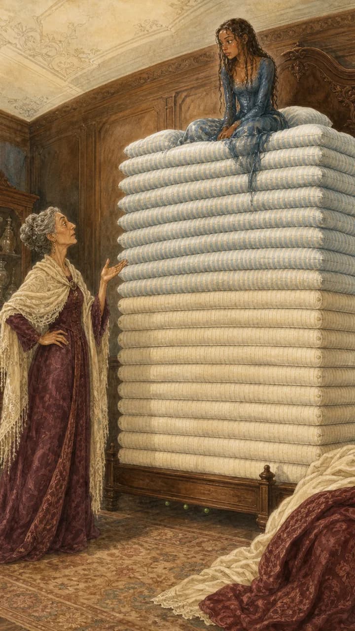 Cover illustration for The Princess and the Pea