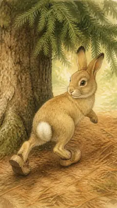 He came round the back of the fir-tree,