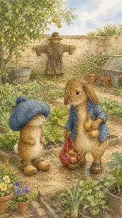 (The name of little Benjamin's papa was old Mr. Benjamin Bunny.)