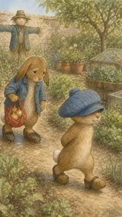 He led the way boldly towards the other end of the garden.