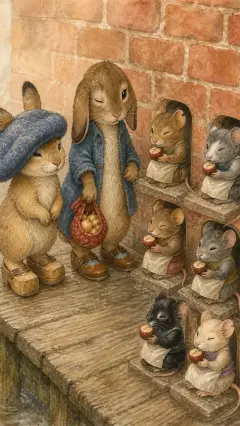 they winked at Peter Rabbit and little Benjamin Bunny.