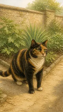 The cat got up