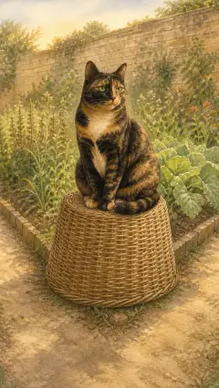 but still the cat sat upon the basket.