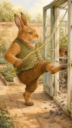and kicked it into the greenhouse, scratching off a handful of fur.
