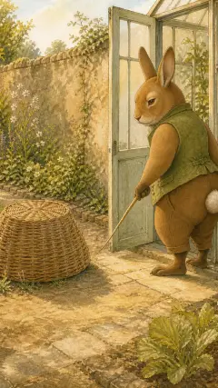When old Mr. Bunny had driven the cat into the greenhouse,