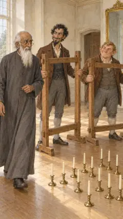 So the faithful old minister went into the hall,