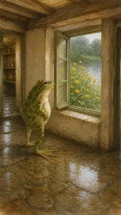 he lived in a little damp house amongst the buttercups at the edge of a pond.