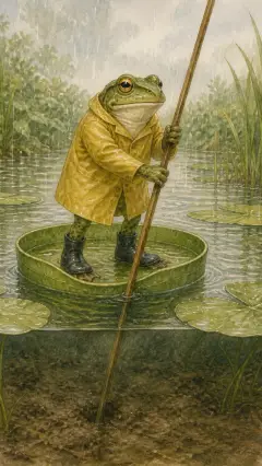 Mr. Jeremy stuck his pole into the mud