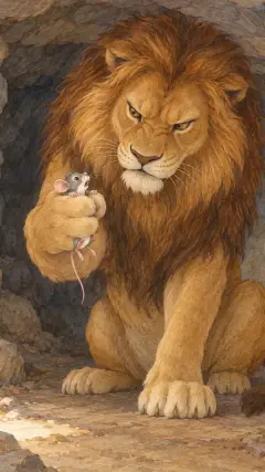 Losing his temper he seized it with his paw