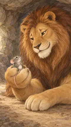 The idea of so insignificant a creature ever being able to do anything for him amused the Lion so much