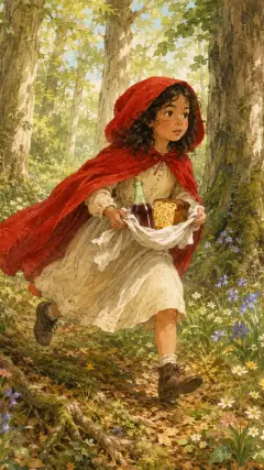 and so she ran from the path into the wood to look for flowers.