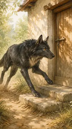 Meanwhile the wolf ran straight to the grandmother's house