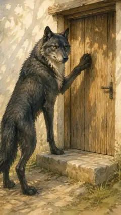 and knocked at the door.