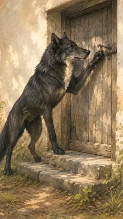 The wolf lifted the latch,