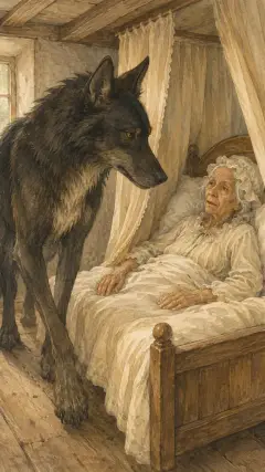 he went straight to the grandmother's bed,