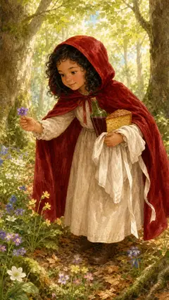Little Red-Cap, however, had been running about picking flowers,