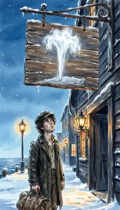 At last, near the docks, a creaking sign sways in the wind. The Spouter-Inn. Peter Coffin, proprietor. Coffin? A grim name for a lodging.