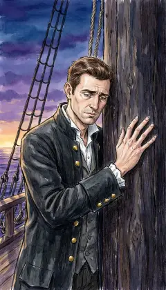 "My soul is overmanned, and by a madman," he thinks. Ahab has tied him fast with a cable he has no knife to cut. He must obey, even rebelling. Yet hope remains: the sea is wide, and God may yet turn that mad purpose aside.