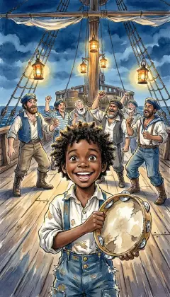 At midnight on the Pequod's deck, little Pip beats his battered tambourine. Sailors from every island of the sea dance and roar in one wild chorus. "Make a pagoda of thyself!" they cry, and Pip jingles on.