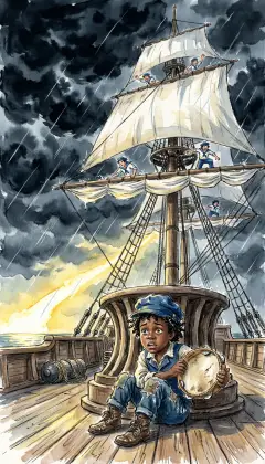 Then the sky goes black. "The squall! The squall!" The sailors scatter to the halyards, and the wild song dies. Pip shakes alone under the windlass, praying for mercy. Now comes the time to learn what monster Moby Dick truly is.