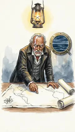 Night after night, Ahab bends over his charts. His finger hunts every sea, sure the white whale waits in one. His will becomes the ship's: the whole crew is sworn to the hunt. Follow the captain to where that hunt begins.