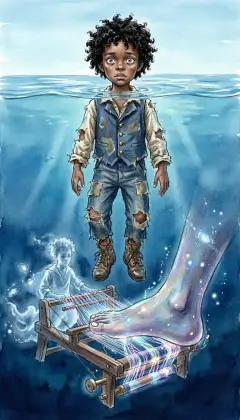 The sea drags Pip's soul down to wondrous depths. There he glimpses God's foot upon the loom of fate. By chance the ship picks him up. But from that hour they call poor Pip mad.