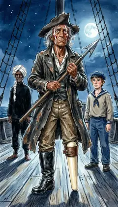 The weapon is finished. Ahab stalks away, cradling it like a child. Pole, iron, and rope are welded into one inseparable thing. It is forged to kill one whale, and one whale only: Moby Dick. And in the shadows, the silent Parsee waits to whisper his prophecies.