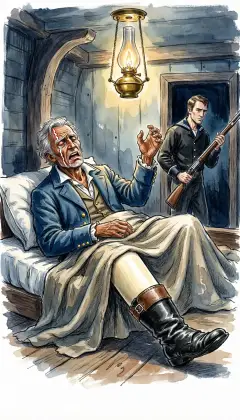 From his dream Ahab cries out: 'Oh Moby Dick, I clutch thy heart at last!' The musket shakes against the panel like a drunkard's arm. No. God help him, he cannot. Starbuck racks the gun and climbs to the deck.