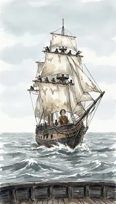 A stranger ship bears down on us across the wide grey sea. She is the Rachel, her masts thick with men, searching the water. She tacks at every dark spot on the waves, as if weeping for something lost.