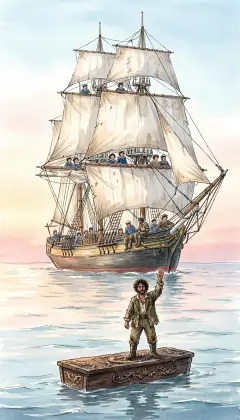 On the second day, a sail rose on the horizon. It was the Rachel, still cruising in search of her own lost children. In that long, sorrowful search, she found at last another orphan: me. The drama is done. Thank you for sailing through Moby-Dick.