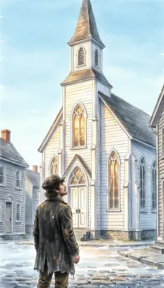 Up the street stands the Whaleman's Chapel. Here every fisherman bows his head before daring the open sea. Shall we follow him inside?
