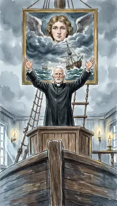 Father Mapple was a sailor long before he was a priest. He climbs his ship-shaped pulpit and draws the rope ladder up after him. Shut in alone with God, he begins: a tale of Jonah, and a storm.