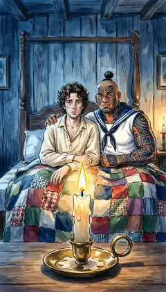 The last candle is burned nearly to its socket. Its small warm spark holds out against the cold dark. To truly feel the warmth, Ishmael thinks, some part of you must stay cold.