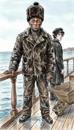 Dripping and dignified, Queequeg returns to the rail. From that hour Ishmael thinks better still of his friend. The low grey shore of Nantucket rises faint out of the sea ahead.