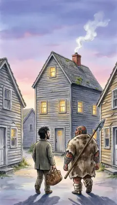 Hungry from the crossing, they turn toward the Try Pots. A famous chowder-house kept by one Mrs. Hussey. A bowl of something hot awaits within.
