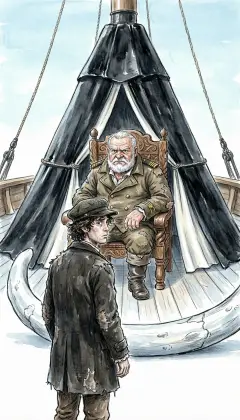 From a strange cone of black whalebone, old Peleg scowls out at me. "So thou wast thinking of shipping? Dost know aught at all about whaling?" "Nothing yet, sir; but I've sailed four merchant voyages, and I'll soon learn." "Marchant service be damned! Talk not that lingo to me."