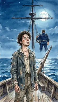 From the waist, Ishmael watches the lone helmsman with quiet awe. Take heart, Bulkington. Up leaps your apotheosis. The Pequod stands on into the open deep, and the long hunt is truly begun.