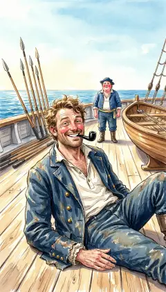 Stubb, the second mate, meets every danger with a grin and his little black pipe. Flask, the third, is short, stout, and spoiling for a fight. Three knights, three boats. Now to meet the squires who hurl the iron.