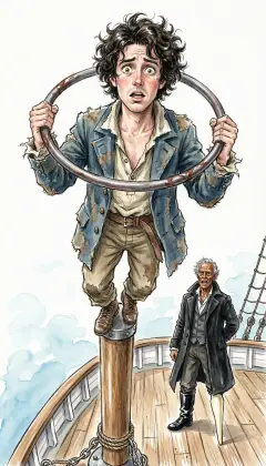 Far below, a great voice breaks my reverie. Ahab has called the whole ship's company aft. I climb down to the quarterdeck to learn what he wants.