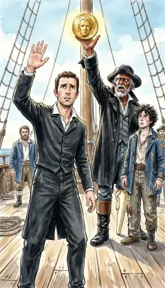 Starbuck, the one troubled face, dares to speak. "Vengeance on a dumb brute? That seems blasphemous." "All things are masks. I'd strike the sun if it insulted me!" Ahab thunders. And Ishmael's shout goes up with the rest. The feud feels like his own.