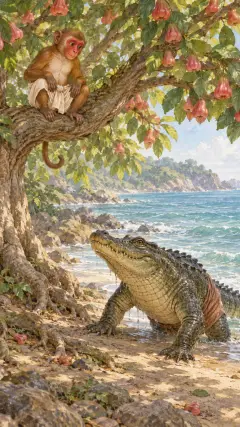Now one day a crocodile named Ugly-Mug crawled out of the ocean under the tree