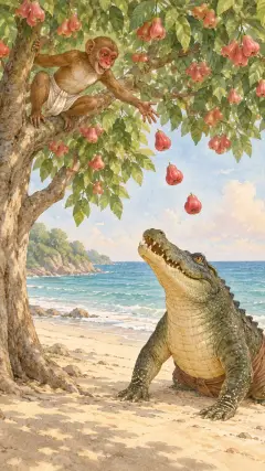 Pray eat these rose-apples which I throw you.