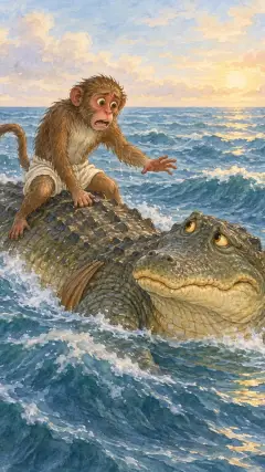 the monkey was terribly frightened and said: “Go slow, brother.
