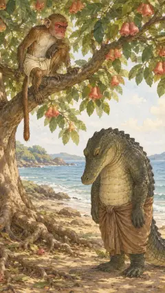 Now the crocodile was embarrassed when he heard this, and he thought: “Oh, why was I such a fool as to tell him my plan?