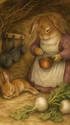 Seine Mutter war mit dem Kochen beschäftigt;