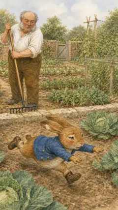 वह पूरे बगीचे में इधर-उधर भागने लगा,