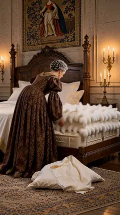 and put twenty feather-beds over the mattresses.