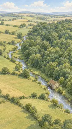 Am Rande eines Waldes, in einem weit entfernten Land, floss ein schöner Bach;