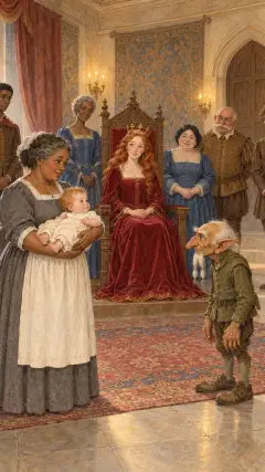 und die Kinderfrau stand mit dem Baby im Arm an ihrer Seite, als hielte sie es schon zur Übergabe bereit.