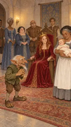 Da begann das Männchen bei dem Gedanken zu kichern, das arme Kind zu bekommen,